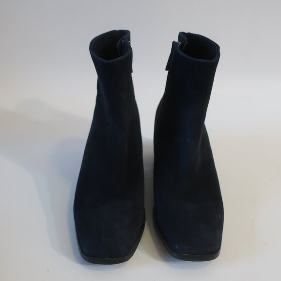 Womens 275 Central Dark Navy Blue Suede Block Heel Ankle Zip Booties 36 US/6 - Picture 1 of 16